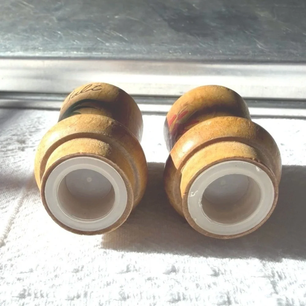Vintage Wooden Rooster Salt‎ and Pepper Shakers Set Hand Painted Farmhouse Boho